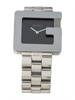 Gucci 3600 Series Gloss Black Dial SS Watch 31mm