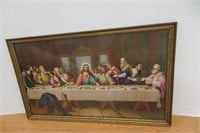 Vintage Framed Last Supper 29 1/2" x 18" high