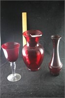 Ruby Red Lot-Vases & Glass