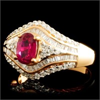 0.84ct Ruby & 0.60ctw Diamond Ring, 18K Gold