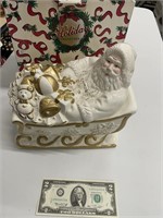 Vintage Santa Cookie Jar / Sleigh in Box