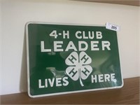 4-H CLUB LEADER METAL SIGN