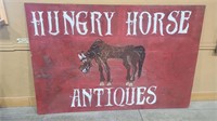 LARGE WOOD HAND PAINTED HUNGRY HORSE ANTIQUES