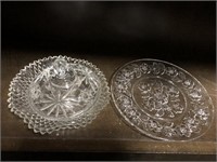 Lot of 3 decorative clear glass pieces