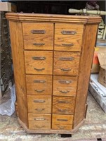 Antique Oak Hardware Store Bolt Bin