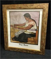 Framed Picture of a Woman By Diego Rivera