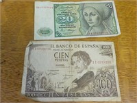 2 Foreign Bills 20 Deutsche Mark, 100 Cein