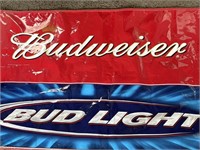 -2 two Budweiser, Bud Light, banners