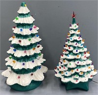2 Decorative Light Up Christmas Trees