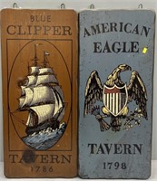 Wood Tavern Signs BLUE CLIPPER & AMERICAN EAGLE