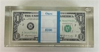 $500 LUCITE BLOCK 1969 DOLLAR BILLS OF $1 BILLS