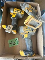 3 DeWalt 20 V Drills