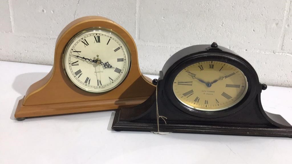Two Wooden Mantle Clocks M16B