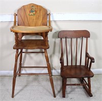 Vintage Highchair + Child's Rocker