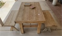 Nice Wood Patio Table & 1 Bench