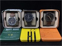 3 Fossil Watches In Tins