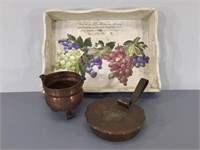 Copper Items & Decorative Wood Tray