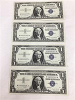 (4) Consecutive Numbers 1957A Silver Certificates