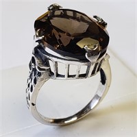 $200 S/Sil Smoky Quartz Large Ring