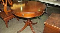 ANTIQUE MAHOGANY DUNCAN P STYLE RD PEDASTAL TABLE