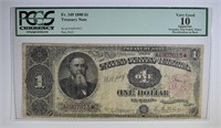 1890 $1 TREASURY NOTE PCGS 10
