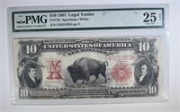 1901 $10 LEGAL TENDER PMG 25 VF