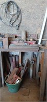 Miscellaneous iron pile bench and cabinet not