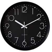 New Foxtop Black Wall Clock, 12 Inch Indoor