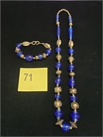 Cobalt Blue and Silver Necklace and Bracelet Set