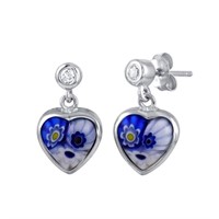 Sterling Silver Blue Murano Glass Earring