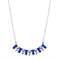 Sterling Silver Blue Crystal Dangle Necklace
