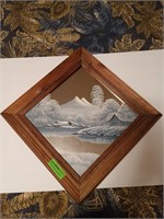 Framed hand-painted mirror 15X16