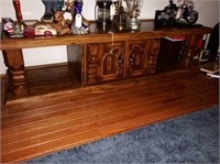 Pine two door cocktail table with open