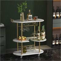 Gold Bar Carts with 4-Tier Storage Shelves