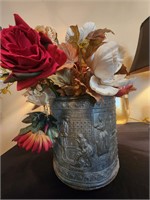 Metal Bucket With Flower Arrangement