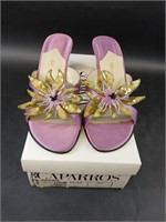 Mauve Satiny Heel With Sequence Flower Size 7