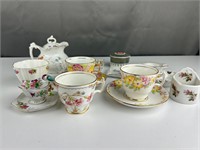 Floral porcelain tea cups and more