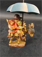 ANRI Wood Carving "Riding Through the Rain"