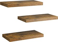 Set of 3, Rustic Brown Floating Shelves