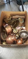 Box Lot Of Assorted Brass, Copper Items & More