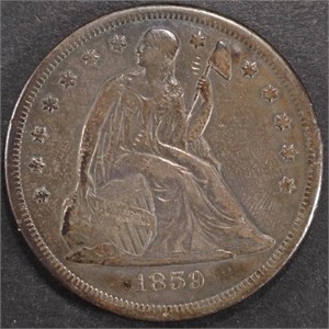 1859-O SEATED LIBERTY DOLLAR XF