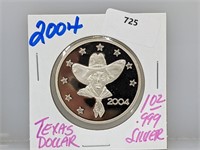 2004 1oz .999 Silver Texas Dollar