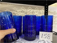 6 COBALT BLUE DRINKING GLASSES