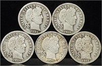 5 Nice Barber Silver Dimes