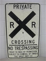 BNSF Private Railroad Crossing Metal Sign