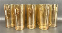 Vintage Peach Lusterware Glass Tumblers (8)