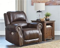 Ashley U846 Leather PWR Recliner w/Adj Head Rest