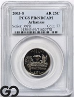 2003-S Arkansas Clad/Silver 25c, PCGS PR69 DCAM