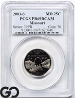 2003-S Missouri Clad/Silver 25c, PCGS PR69 DCAM