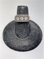 Vintage Sterling Aqua/Marcasite Ring 2 Gr Size 5.5